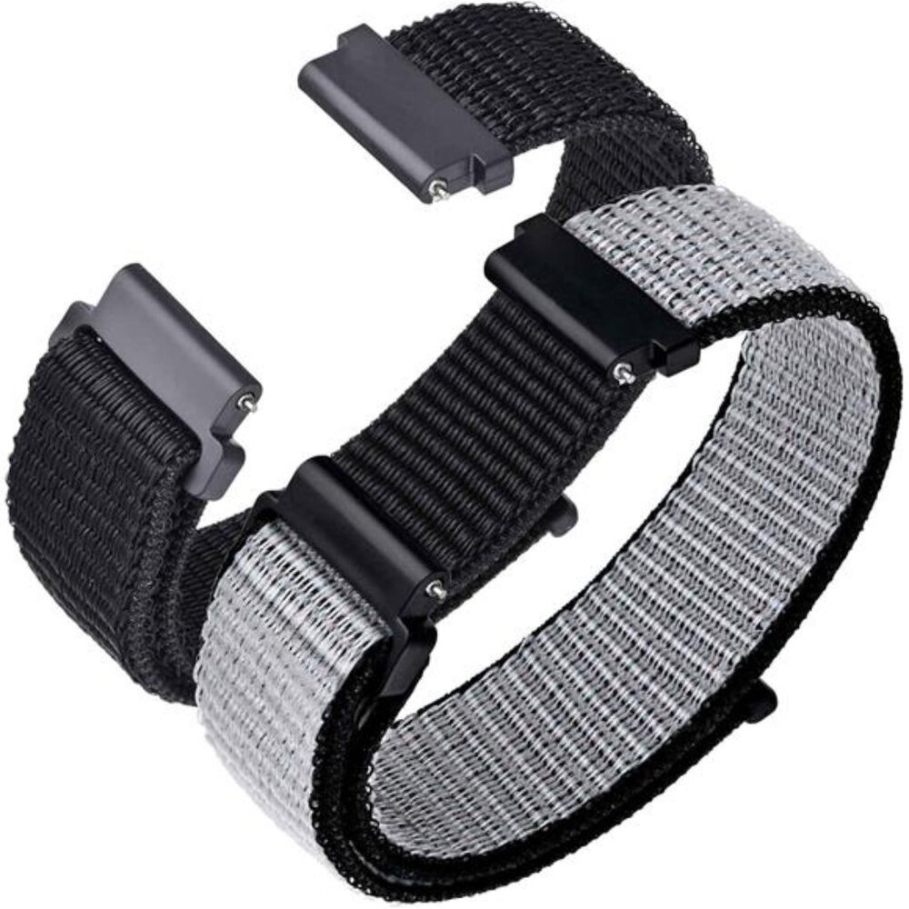 Sport Loop Watch Bands, 2 Packs Quick Release Adjustable Strap Black Silver